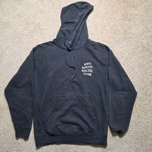 Anti Social Social Club Mind Games Black Pullover Hoodie Distressed Medium